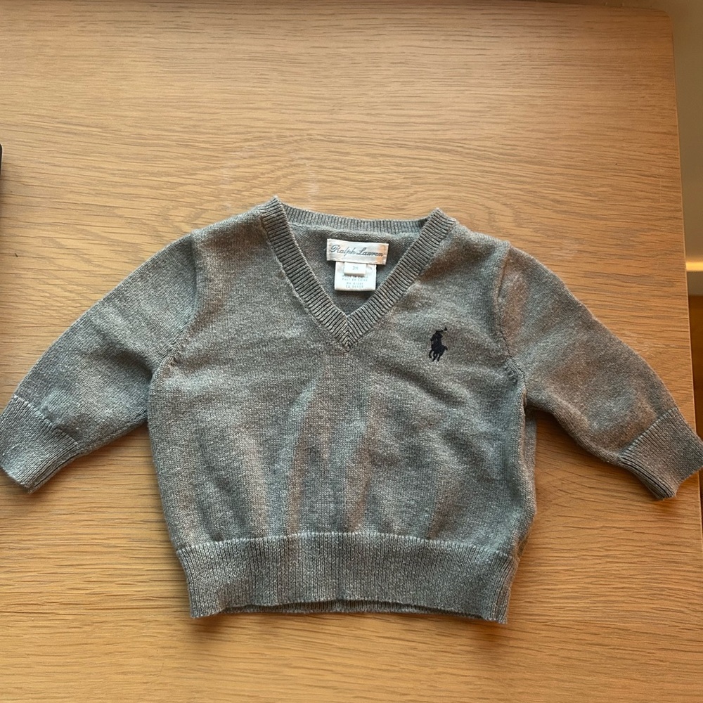 Gray Ralph lauren polo baby sweater